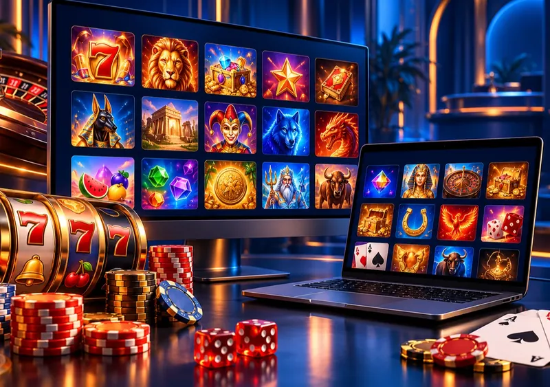 Mostbet casino oyun kataloğunu slotlar, canlı casino ve masa oyunlarıyla temsil eden görsel