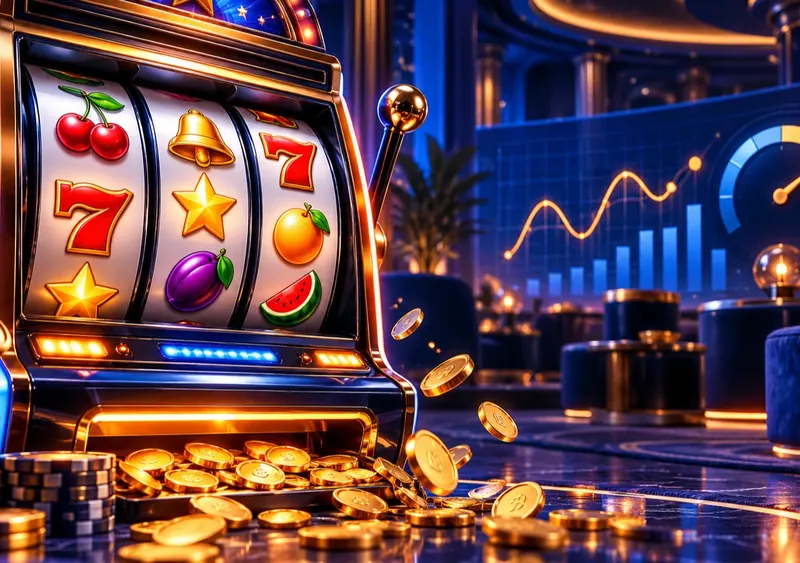 Slot oyunları, semboller, volatilite ve oyun özelliklerini temsil eden görsel